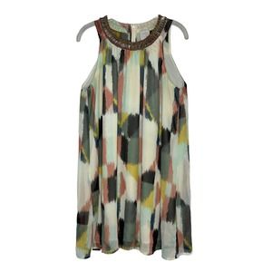Anthropologie HD In Paris Sleeveless Beaded Collar Swing Dress Womens Size 8